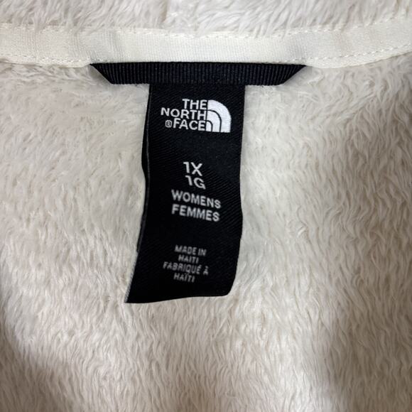 North Face Osito 1/4 Zip Polar Fleece Cropped Hoodie 1X Cream Ivory Warm Winter - Picture 5 of 8